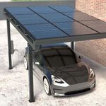 El refugio definitivo para tu coche eléctrico es este tejadillo con paneles solares: lo protege de la lluvia y el sol mientras lo recarga gratis
