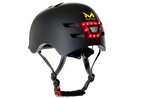 Casco Patinete Eléctrico Negro ajustable con Luz de Seguridad y Visera  desmontable