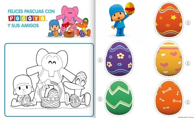 La Pascua de Pocoyó: juegos y dibujos para colorear